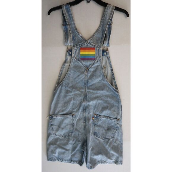 Levi's A00530000 Unisex Sz S Blue Pride Liberation Denim Short Overalls - Picture 2 of 14